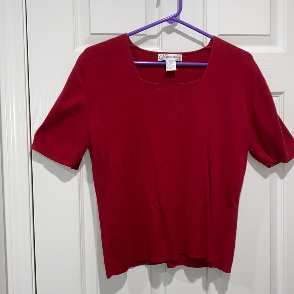 Dress Barn Short Sleeve Rose/Maroon Sweater Size XL